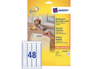 Etiket Avery L4736Rev-25 45.7X21.2Mm Afneembaar Wit 1200 Stuk - 2
