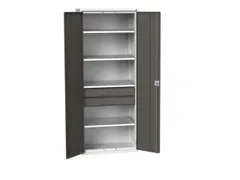 universele kast,HxBxD 2000x800x550mm,4xStalen bodem,2lade(n)