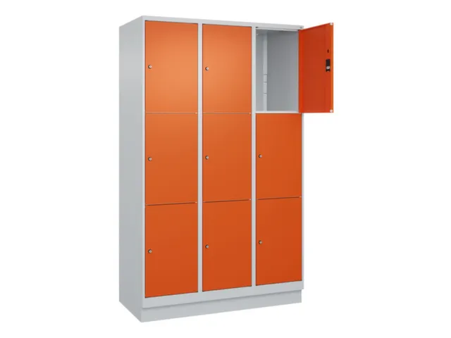lockerkast,HxBxD 1950x1200x500mm,3x3vakken,vak B 400mm,cil.-slot