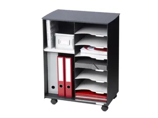transportwagen,HxBxD 699x545x335mm,7vakken,romp grijs/zwart - 1