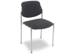 Bezoekersstoel,4Voeten Ronde Buis Verchroomd,Zitting Stof Antraciet