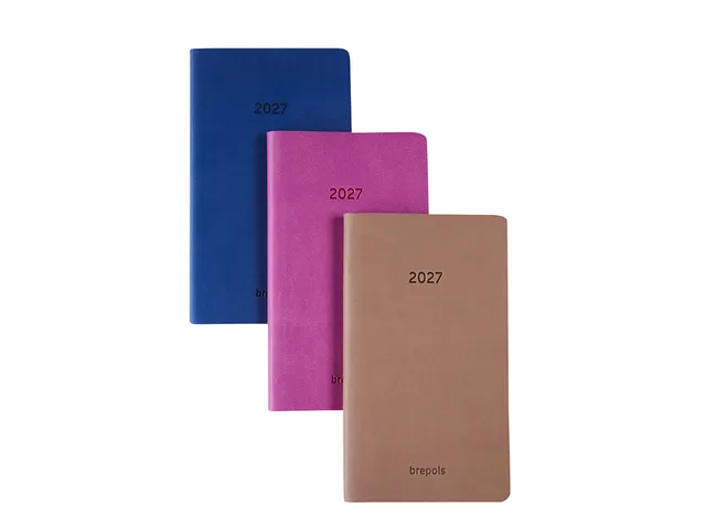 Agenda 2027 Brepols Interplan Colora 7 jours/ 2 pages taupe, rose, ble