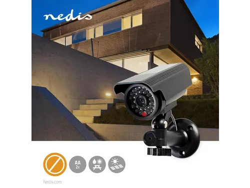 Dummy beveiligingscamera Nedis Solar IP44 buiten Zwart