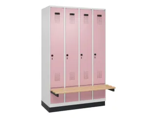 locker met bank,HxBxD 1950x1200x815mm,4vak,vak B 300mm,draaigrendel - 2