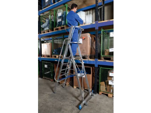 verrijdbare treden-platformladder eenzijdig 8treden stand H 1 9m