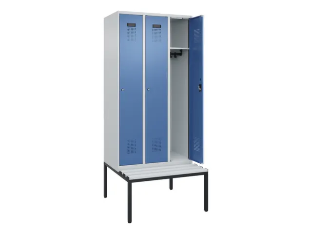 locker met bank,HxBxD 2120x900x815mm,3vak,vak B 300mm,cilinderslot