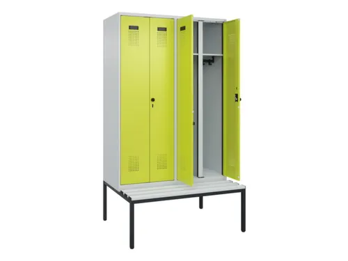 locker met bank,voor scheiding van kleding,HxBxD 2120x1200x815mm,4vak