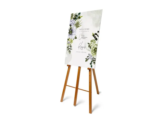 Chevalet bois dur marron clair pour tableau noir/panneau imprimé