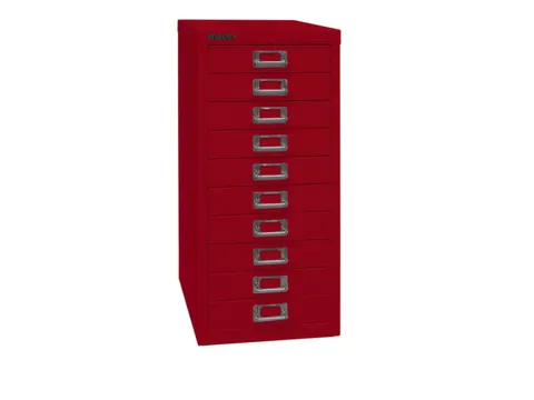 kantoor-ladekast HxBxD 590x279x380mm 10 laden romp kardinaalrood staal