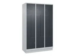 Z-garderobekast,HxBxD 1950x1200x500mm,vak B 200/400mm,cil.-slot,sokkel