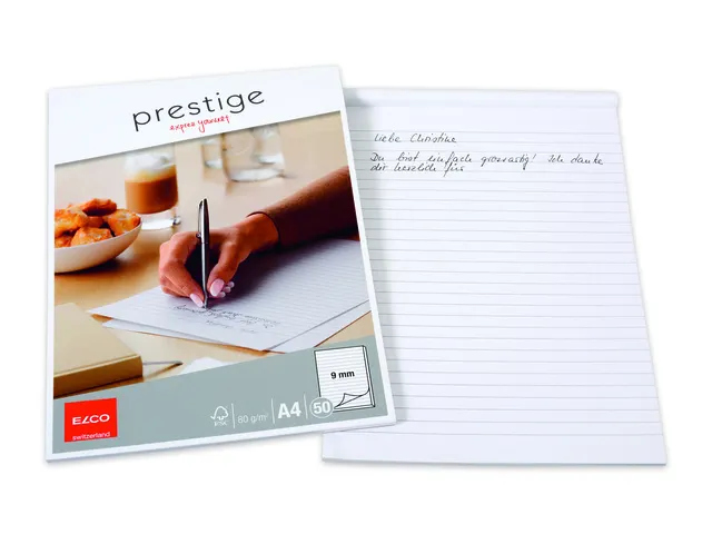 Bloc-notes Elco Prestige FSC A4, 80 g/m², ligné, blanc, 50 feuilles