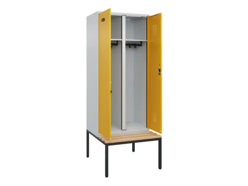 locker met bank,voor scheiding van kleding,HxBxD 2120x800x815mm,2vak