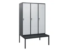 locker met bank,HxBxD 1950x1200x815mm,3vak,vak B 400mm,draaigrendel