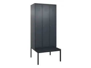 locker met bank,HxBxD 2120x900x815mm,3vak,vak B 300mm,cil.-slot - 1