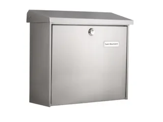 muurbrievenbus,staal,zilverkleurig,HxBxD 340x380x148mm,inworp boven - 1