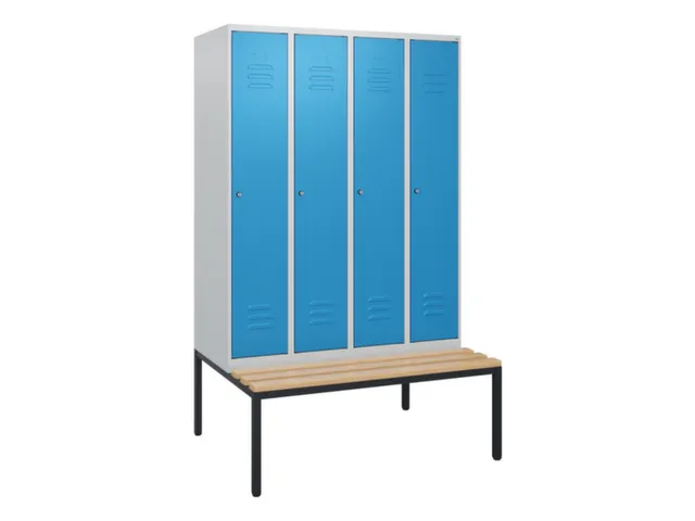 locker met bank,HxBxD 1950x1200x815mm,4vak,vak B 300mm,cil.-slot