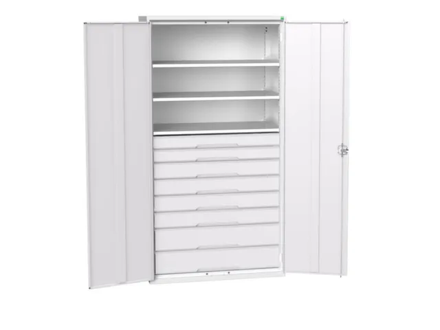 universele kast,HxBxD 2000x1050x550mm,3xStalen bodem,8lade(n)