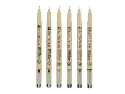 Fineliner Sakura Pigma Micron 05 basic set 6 kleuren