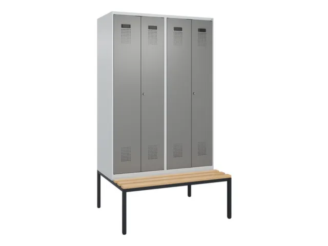 locker met bank,voor scheiding van kleding,HxBxD 2120x1200x815mm,4vak