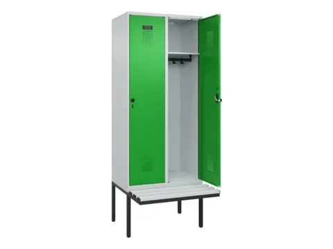 locker met bank,HxBxD 2120x800x815mm,2vak,vak B 400mm,draaigrendel