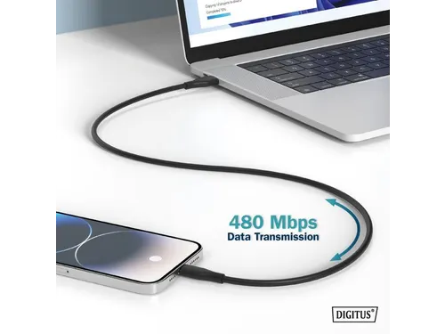USB-C siliconen oplaadkabel USB-A USB-C 0,5m USB 2.0 60W zwart
