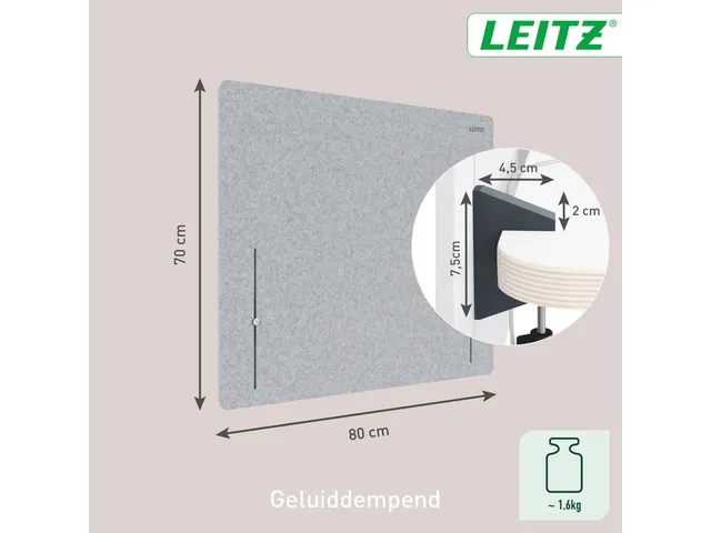 Bureauscherm Leitz in hoogte verstelbaar 70x80cm