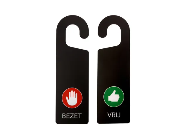 Kunststof deurhanger 250x75mm Vrij - Bezet Zwart 10 stuks