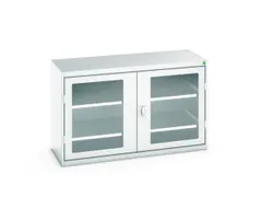 vitrinekast 800x1300x550mm 2xStalen bodem romp RAL7035 front RAL7035