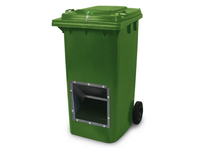 verrijdbare zoutbak,afsluitbaar,240l,HxBxD 1075x580x730mm,HDPE,groen