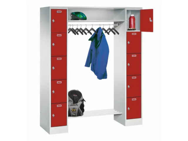 personeelsgarderobe draaigr. 1950x1500x500mm 2x5 vakken 300mm RAL3000