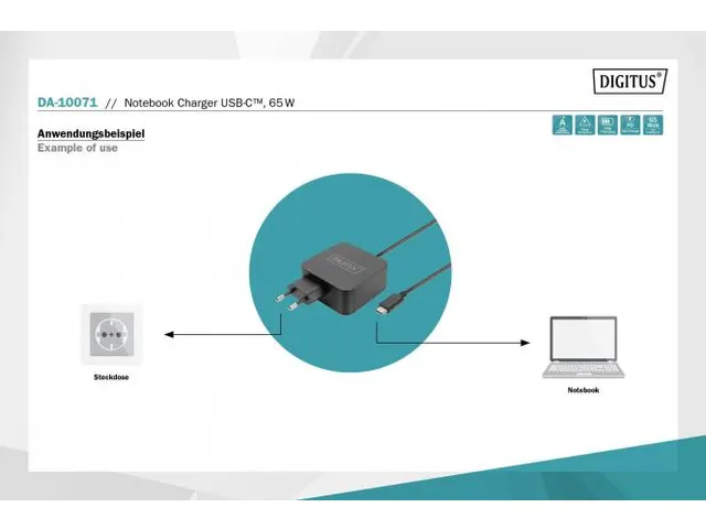 Notebooklader USB-C-voeding 65W PD3.0