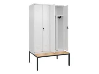 PBM-locker met bank,HxBxD 2120x1200x815mm,4vak,vak B 300mm - 2