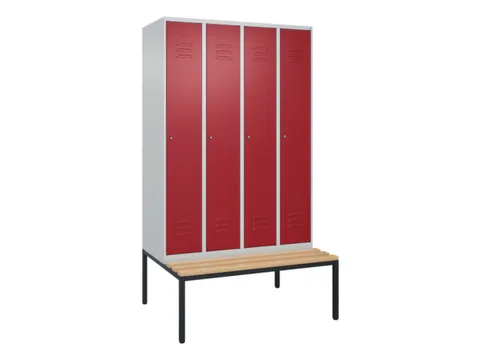 Armoire vestiaire avec banc HxlxP 2120x1200x815mm 4compart.