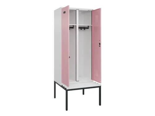 locker met bank,voor scheiding van kleding,HxBxD 2120x800x815mm,2vak