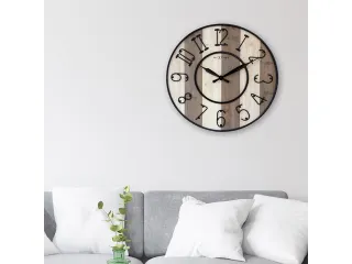 Grote wandklok - 50cm - Stil - Hout - Zwart Metaal - "Oxford" -NeXtime - 4