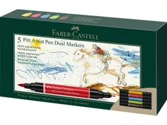 Tekenstift Faber-Castell Pitt Artist Pen duo marker etui a 5 stuks
