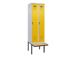 locker met bank,voor scheiding van kleding,HxBxD 2120x600x815mm,2vak - 2