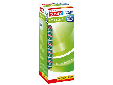 Plakband Tesa 57074 eco&clear 19mmx33m 8 rollen