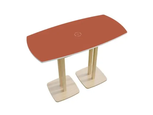 Tonvormige statafel Woody 110x114x75cm Rood Natuur 2 schotelvoeten