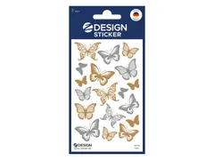 Foliesticker Z-design Gouden/ zilveren vlinders, pakje à 1 vel