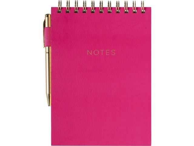 Bloc-notes spirale avec stylo rose ligné 15x22cm