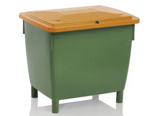 Zoutbak 210l 775x 790x 605mm Hdpe Groen Deksel Oranje - 1