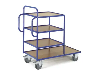 Bijzetwagen 250kg Lxbxh 1250x640x1250mm 4 Etages Hout Ral5010 - 1