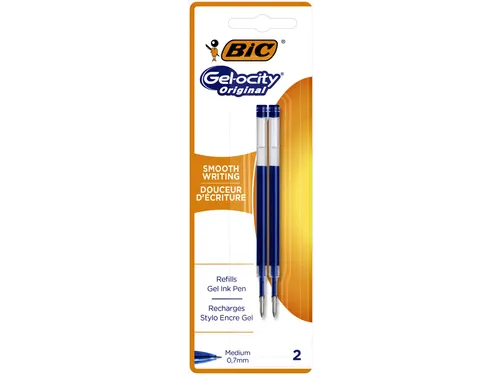 Gelschrijvervulling Bic voor diverse gelpennen M blauw blister à 2st
