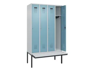 locker met bank,HxBxD 2120x1200x815mm,4vak,vak B 300mm,cilinderslot - 1