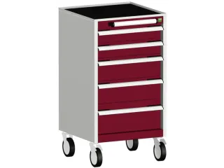ladekast verrijdbaar 980x525x525mm 5laden RAL7035 front RAL3004 - 1