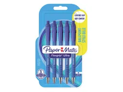 Balpen Paper Mate Flexgrip Ultra medium blauw blister à 5 stuks