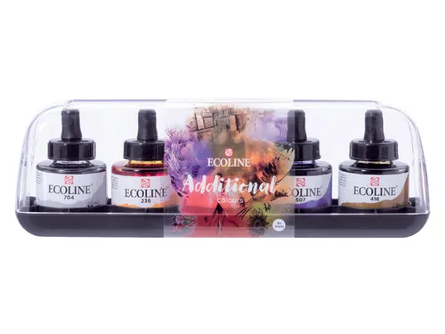 Inkt Talens Ecoline met pipet additional set à 5 ass