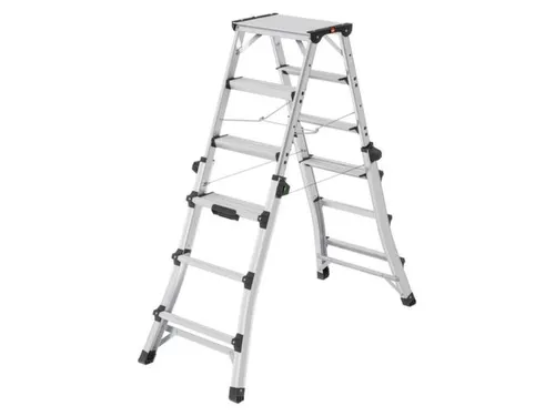 Telescopische dubbele ladder,beide zijden,2x4-6sporten/treden