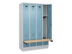 locker met bank,HxBxD 1950x1200x815mm,4vak,vak B 300mm,cilinderslot
